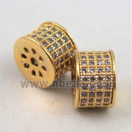 Zircon, copper spacer bead, gold plated