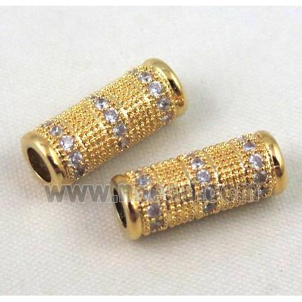 Zircon, copper spacer bead, gold plated