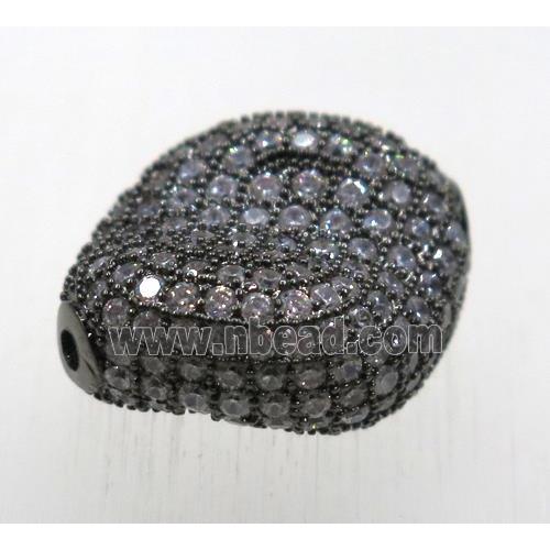 copper twist beads paved zircon, black plated