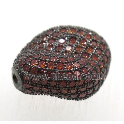copper bead paved zircon, Twist, black plated