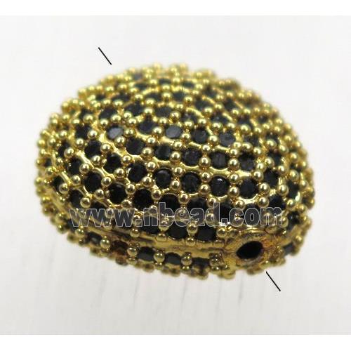 copper potato beads paved zircon, gold plated