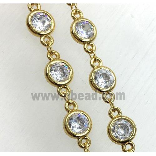 copper chain paved zircon, gold plated