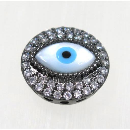 copper Evil eye beads paved zircon, black plated