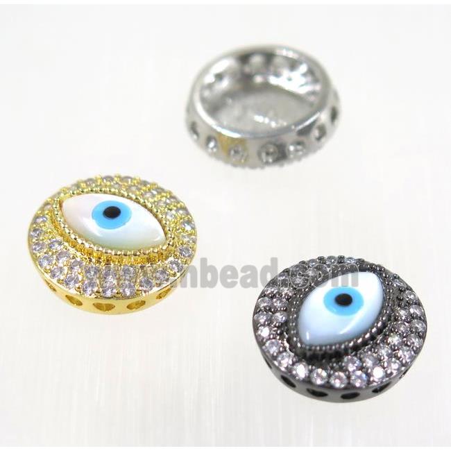copper Evil eye beads paved zircon, mix color