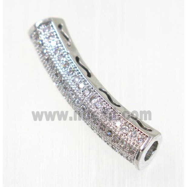 copper tube bead paved zircon, platinum plated