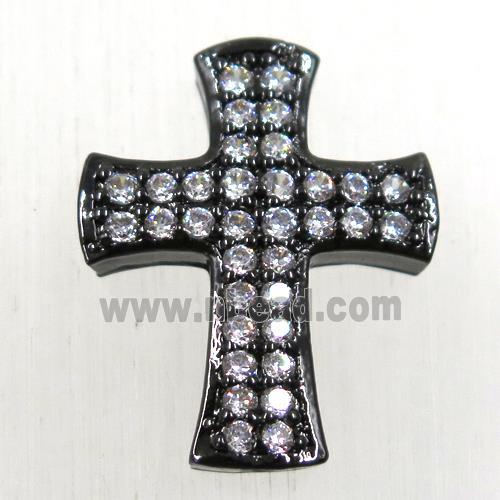 copper cross beads pave zircon, black plated