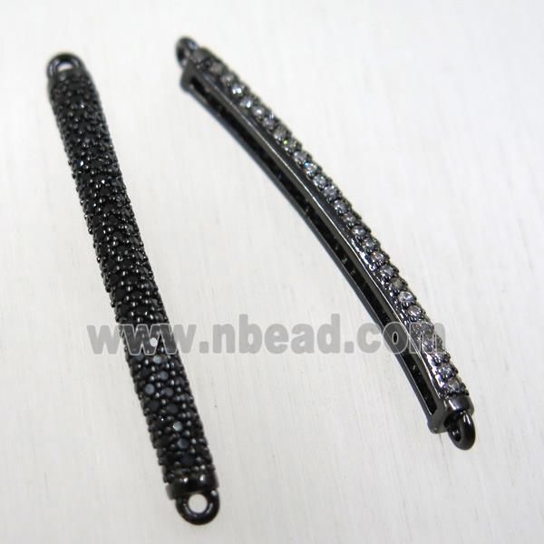 copper stick connector paved zircon, black plated