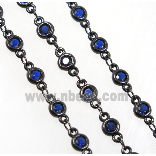 blue zircon, copper chain, black plated