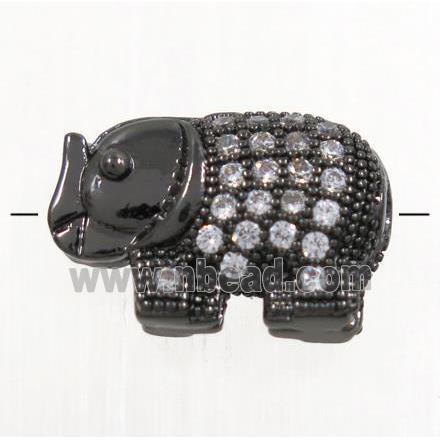 copper elephant beads paved zircon, black plated