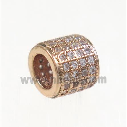 copper tube beads paved zircon, rose gold