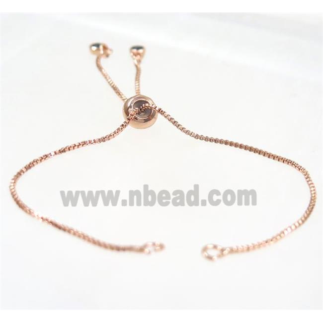 copper chain for bracelet pave black zircon, rose gold