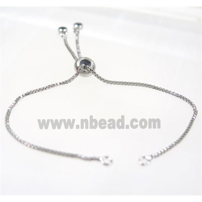 copper chain for bracelet pave black zircon, platinum plated