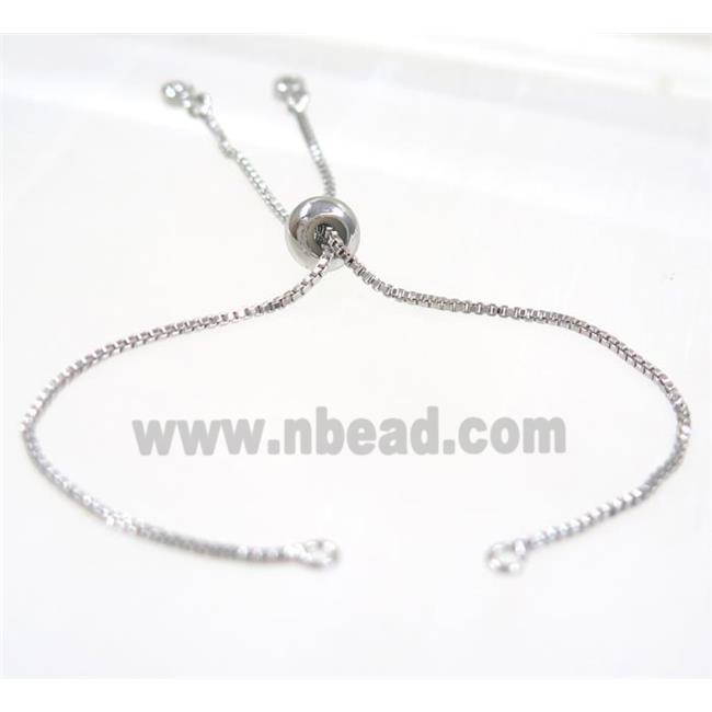 copper chain for bracelet pave white zircon, platinum plated