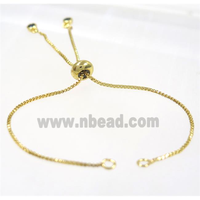 copper chain for bracelet pave black zircon, gold plated