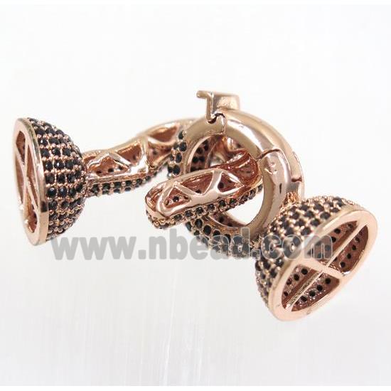copper clasp paved zircon, rose gold