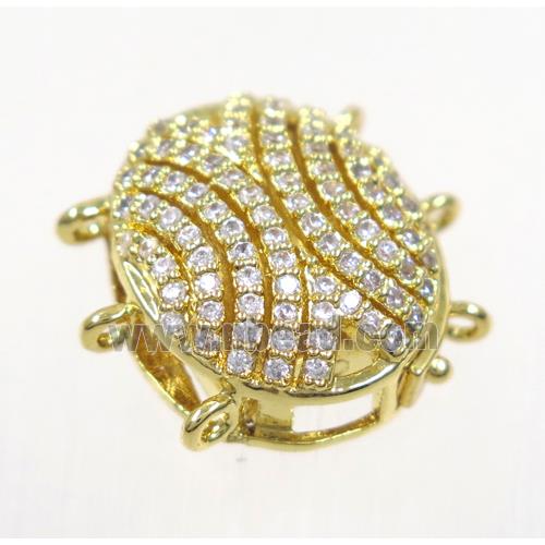 copper slide clasp paved zircon, gold plated
