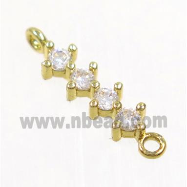 copper stick connector paved zircon, gold plated