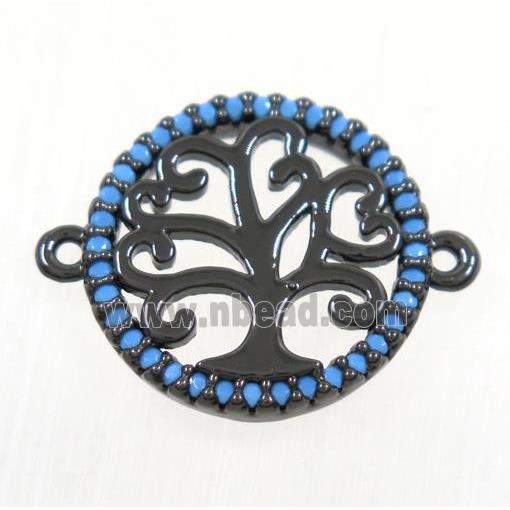 copper Tree Of Life connector paved zircon, black plated