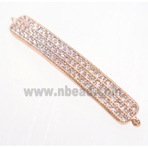 copper rectangle connector paved zircon, rose gold