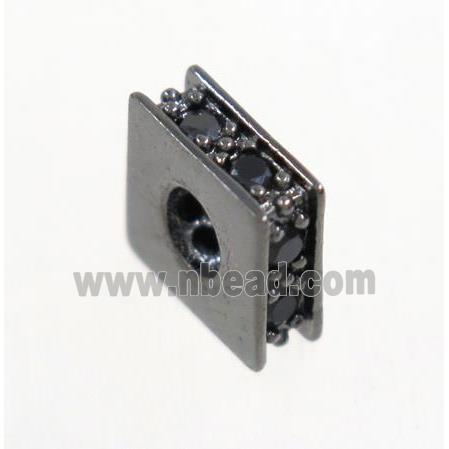 copper square bead paved zircon, black plated
