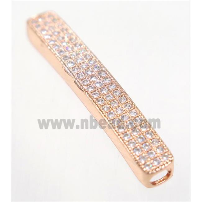 curving copper tube beads paved zircon, rose gold