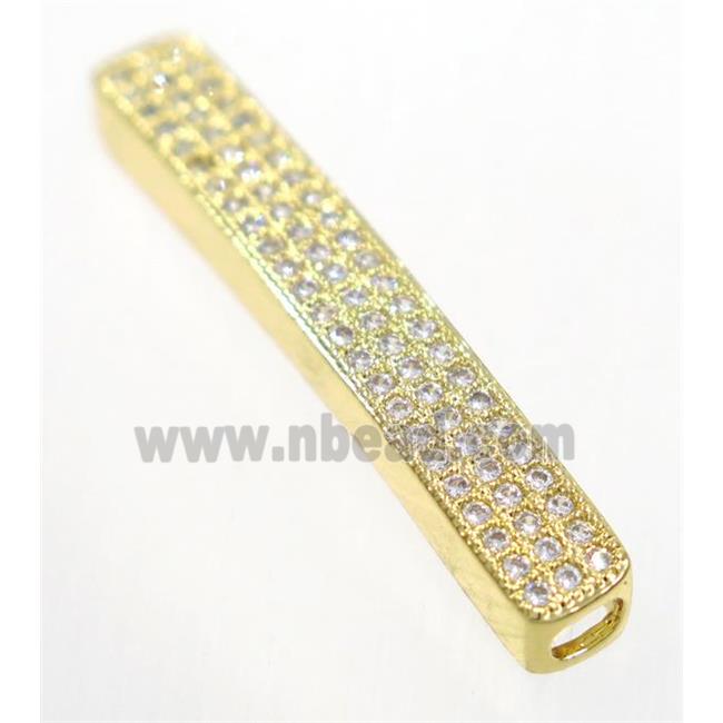 curving copper tube beads paved zircon, gold plated