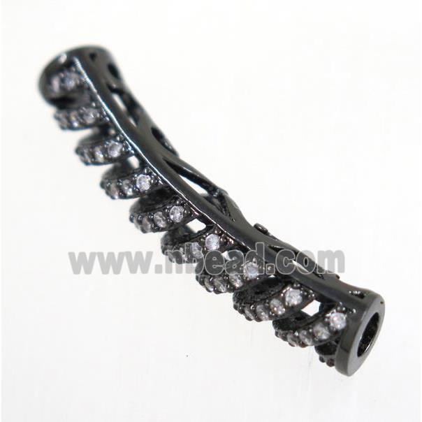 curving copper tube beads paved zircon, black plated