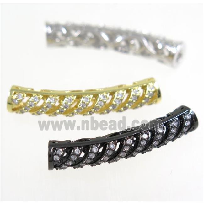 curving copper tube beads paved zircon, mix color