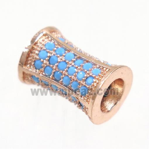 copper bamboo bead paved zircon, rose gold, turq