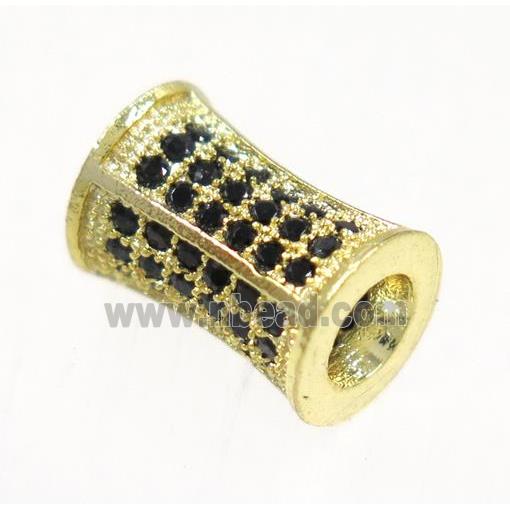 copper bamboo beads paved zircon, gold plated