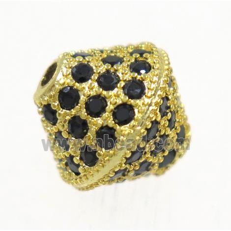 copper bicone beads paved zircon, gold plated