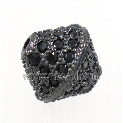 copper bicone beads paved zircon, black plated