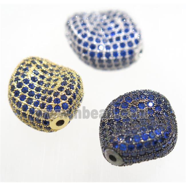 copper twist bead paved blue zircon, mix color