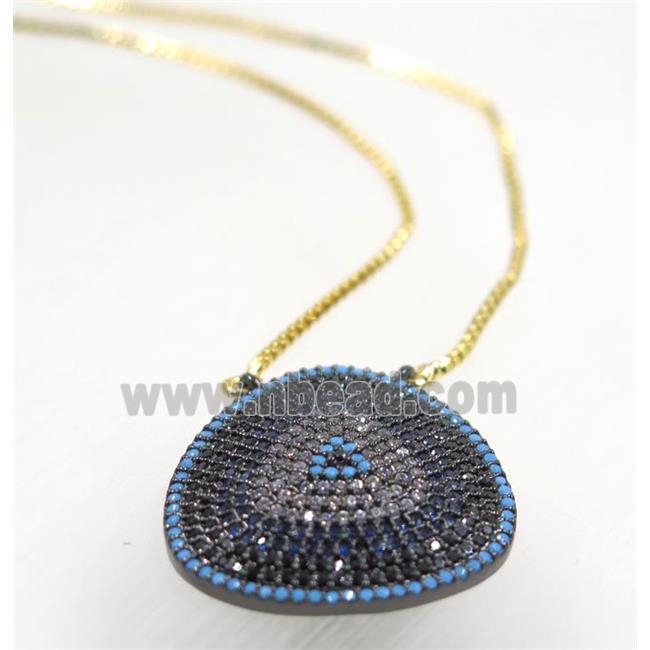 copper teardrop necklace pave zircon, black plated