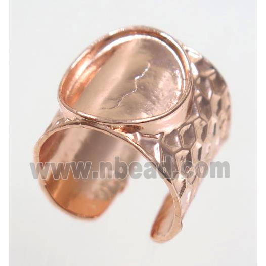 copper ring with cabochon pad, rose gold