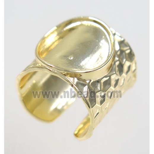 copper ring with cabochon pad, gold plated