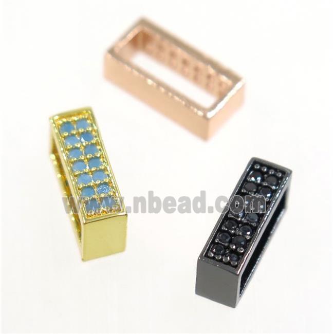 copper rectangle beads paved zircon, mix color