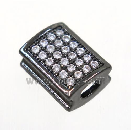copper rectangle beads paved zircon, black plated