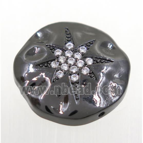 copper bead paved zircon with northStar, black plated