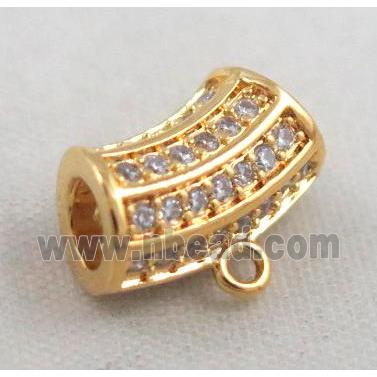 copper hanger bail pave zircon, gold plated