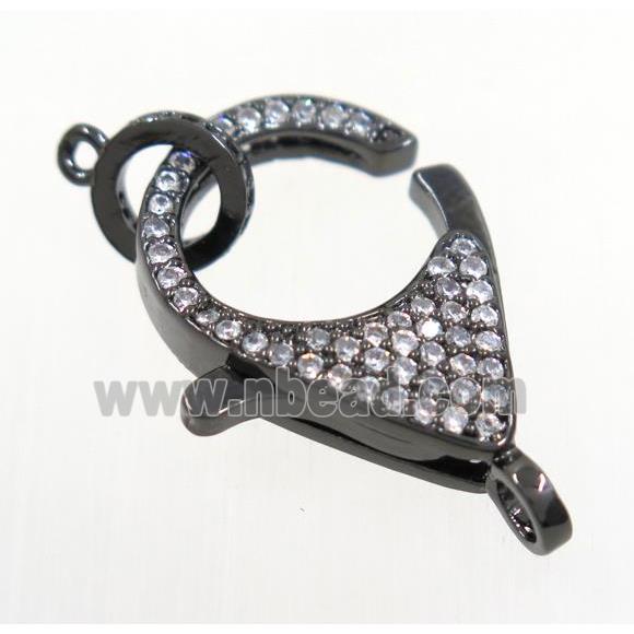 copper Lobster Clasp pave zircon, black plated