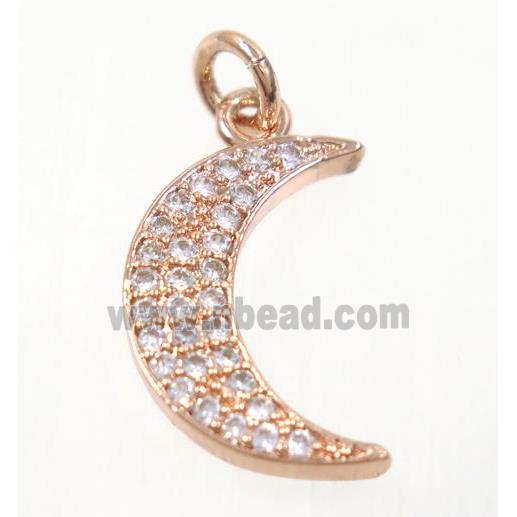 copper Moon pendant paved zircon, rose gold