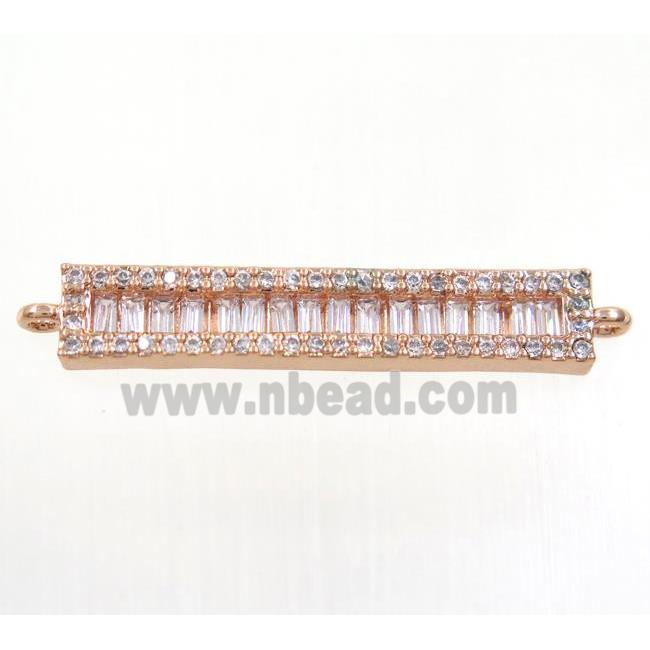copper stick connector paved zircon, rose gold