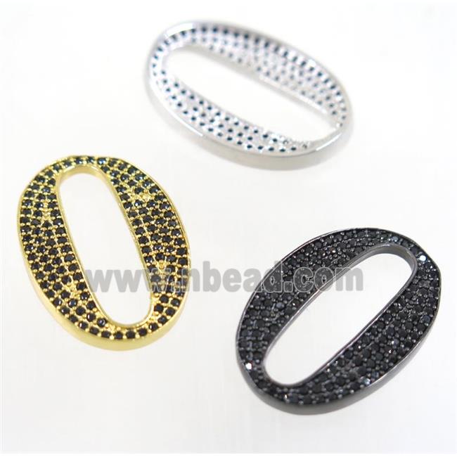 copper oval connector paved black zircon, mix color