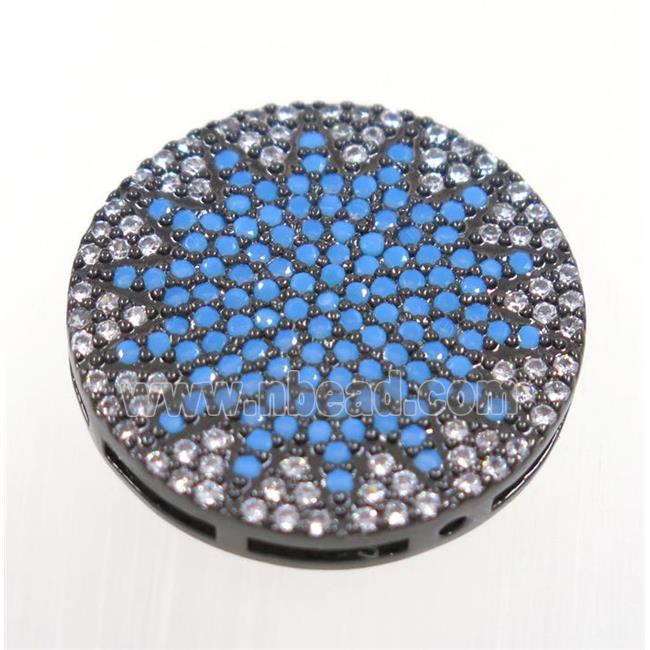 copper sun beads paved zircon, black plated