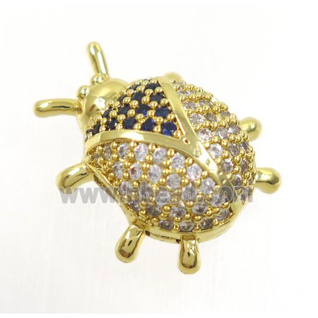 copper bettle beads paved zircon, gold plated