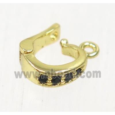 copper clasp paved zircon, gold plated