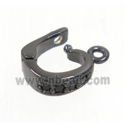 copper clasp paved zircon, black plated