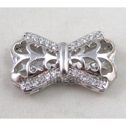 copper sparcer bead paved zircon, platinum plated