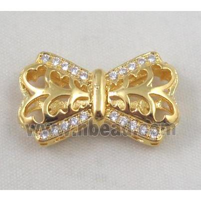 copper sparcer bead paved zircon, gold plated